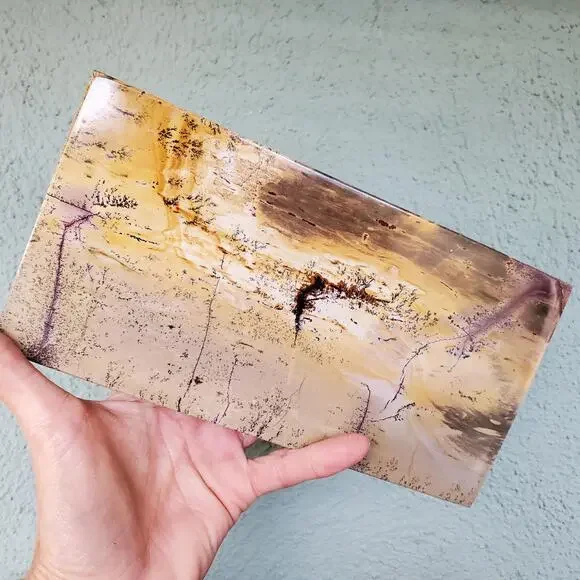 Picture Story Jasper Pink Pastel Dendritic Crystal Tile Slab 970 grams